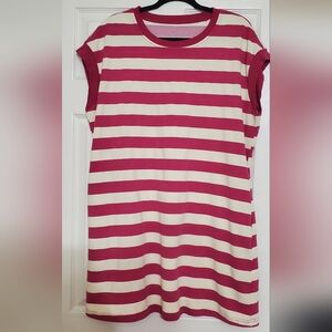 Sleeveless Pink and White Striped Dress